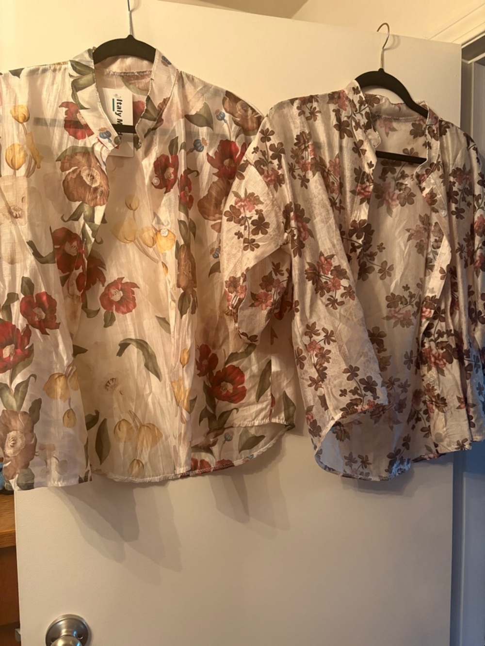 Italian floral blouse tops tencel